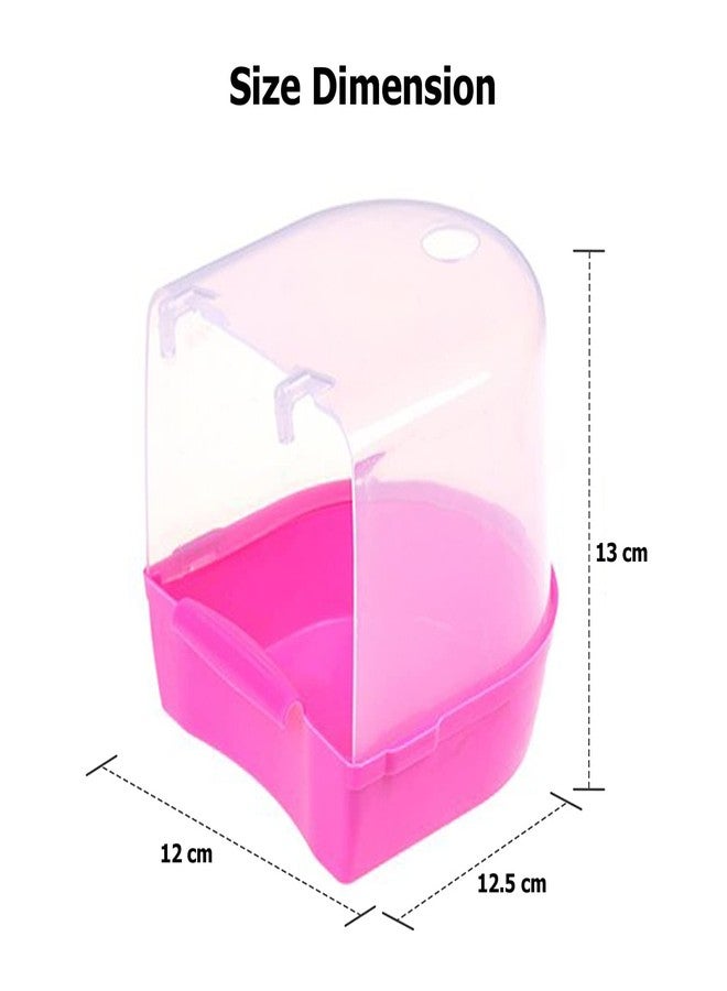 Western Era Bird Bath Tub Hanging Covered Durable & Non-Toxic - Birdcage Outside Bathing Tub for Small Brids Budgerigar Canary Parrots - Bird Cage Accessories (Pink) - Image 2